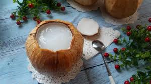 Coconut jelly served in bowl