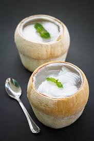 Coconut jelly served in a fruit or dessert bowl
