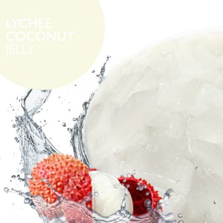 Lychee jelly added into a bowl