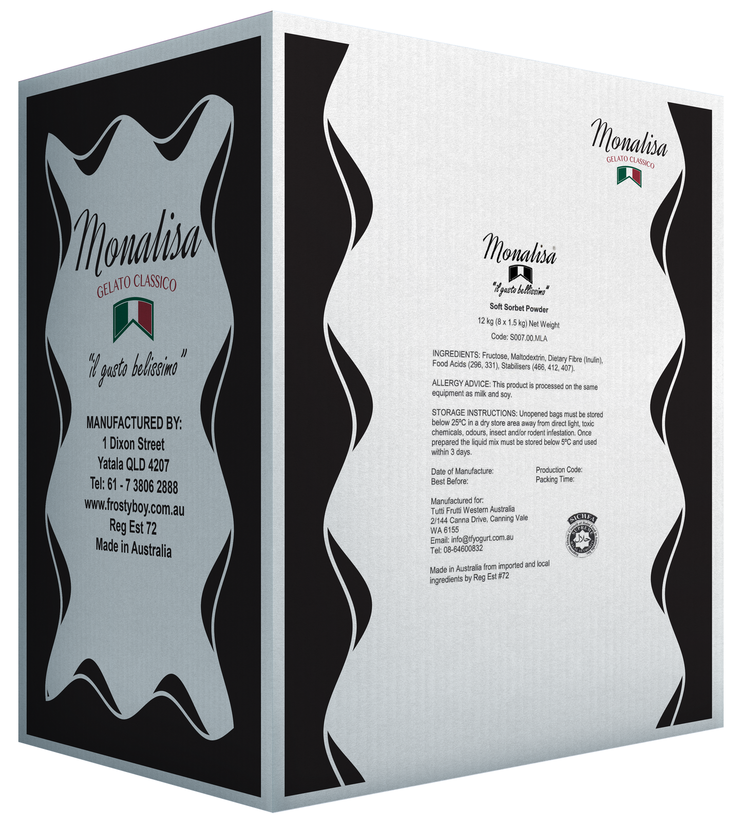 Vegan sorbet packaged in box