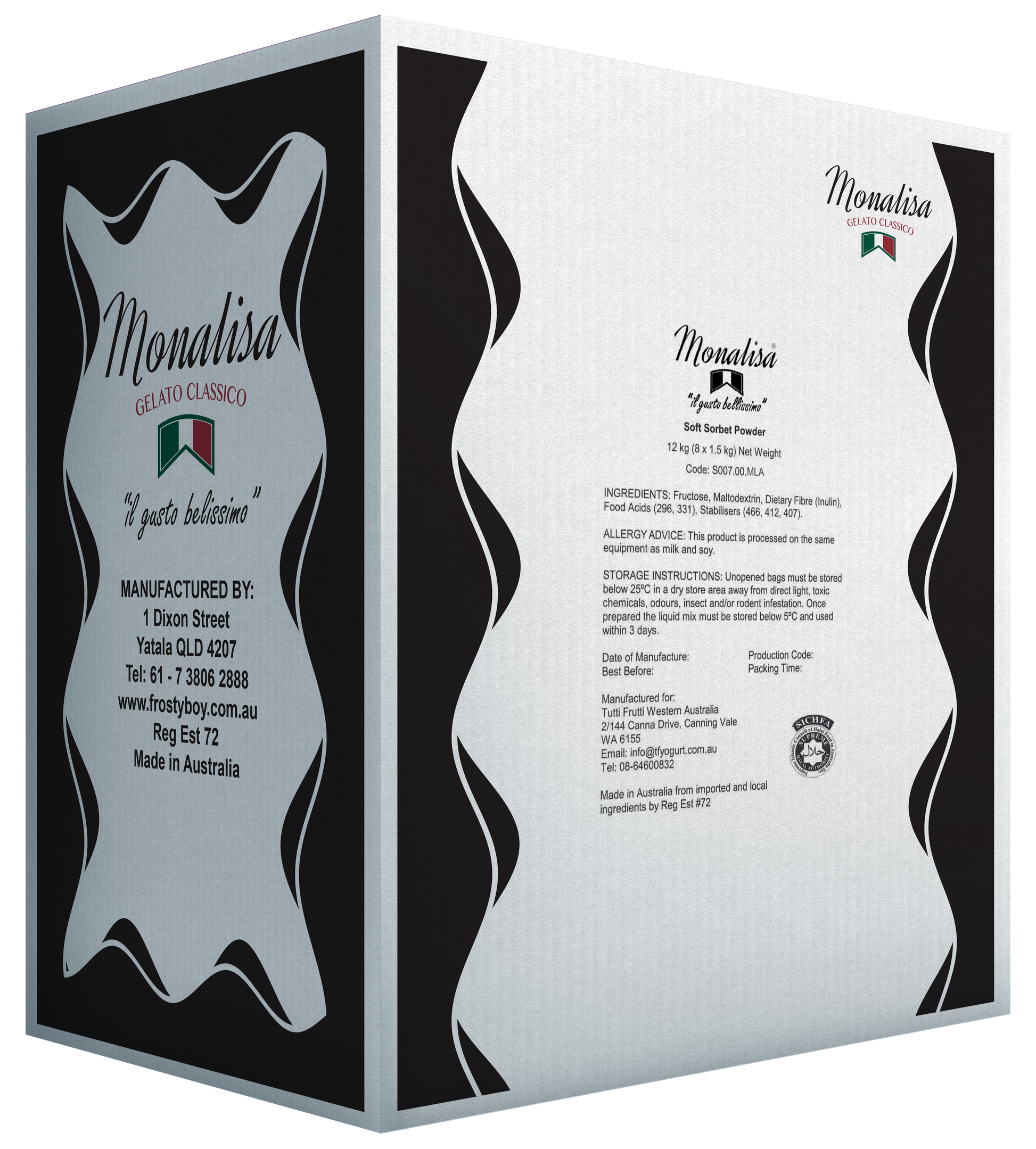 Vegan sorbet packaged in box