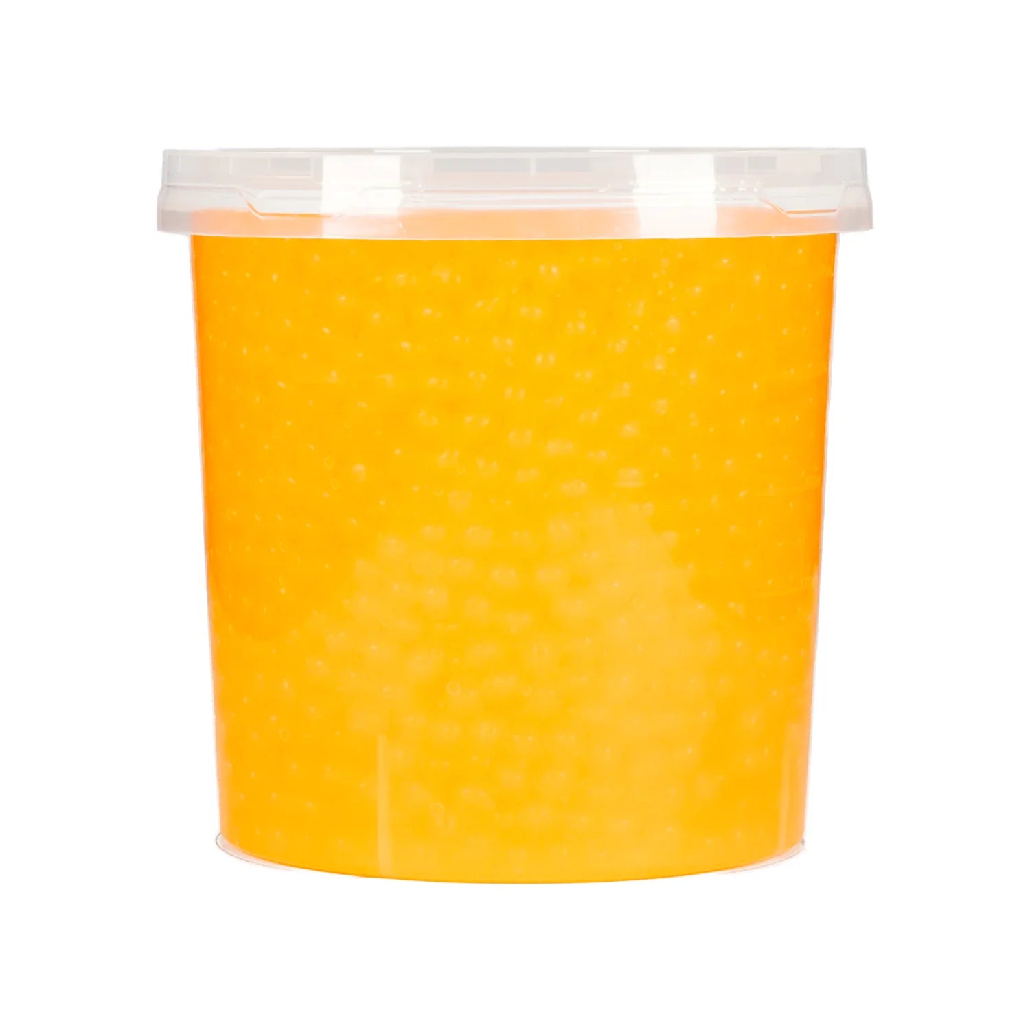 Passionfruit popping boba added into a milk tea drink