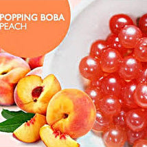 Peach popping boba used in a dessert bowl with ice or fruit