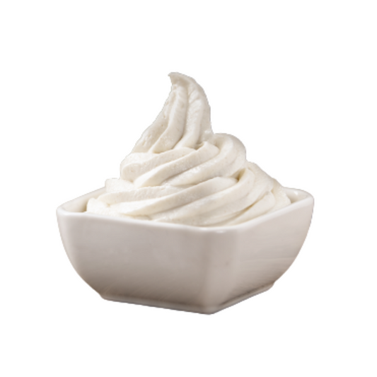Vanilla soft serve dessert bowl made with Monalisa powder